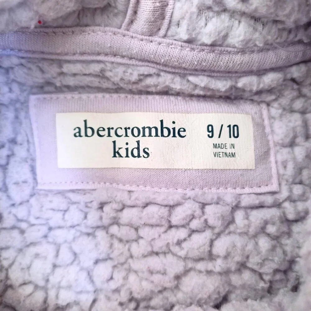 Abercrombie Kids Lavender Sherpa Hoodie – Soft Fleece Pullover, Size 9/10